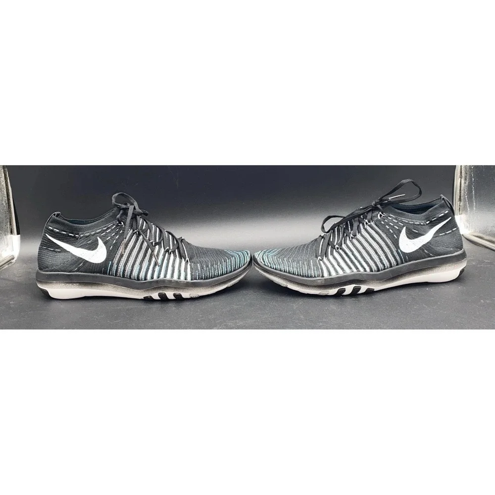 Nike Free Transform Flyknit Athletic Training Running Shoes Black Teal Size 11.5